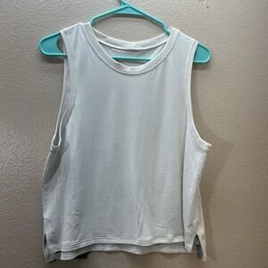 Lululemon Women's Train to Be Cropped Muscle Tank Top Perforated Mesh White SZ 8